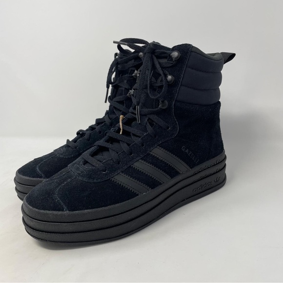 Adidas Gazelle High Boots Triple Black Women’s Athletic Sneakers ID6983 - NWT - Picture 9 of 14